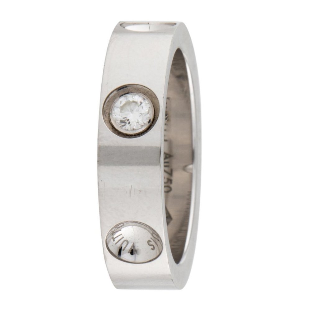 LOUIS VUITTON 18K WHITE GOLD & DIAMOND EMPREINTE BAND RING - Picture 6 of 8